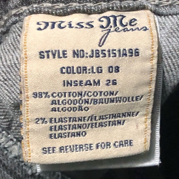 Miss Me Jeans Women's 27 Boyfriend Ankle Distressed Charcoal Black Denim - Picture 3 of 5